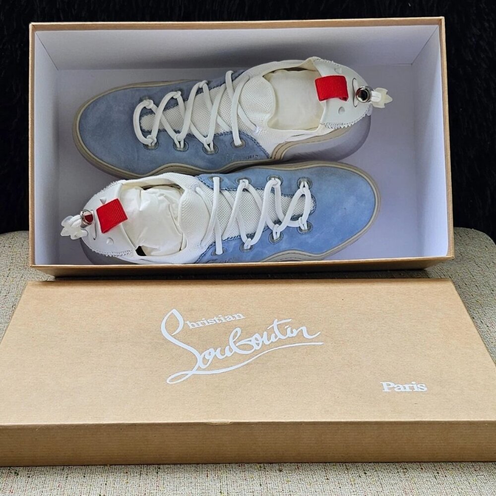Christian Louboutin Men Shoes Sneaker Arpoador Flat Zinc/Bianco Italy Size 41 - Picture 5 of 14